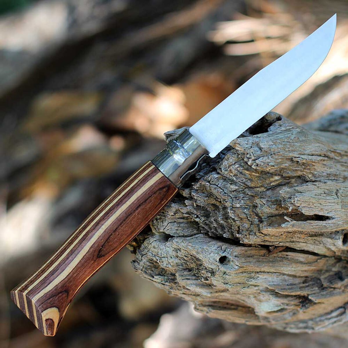 Opinel No 08 - Lam Birch Striped Brown (3.28" 12C27) OP002388) - Image 2