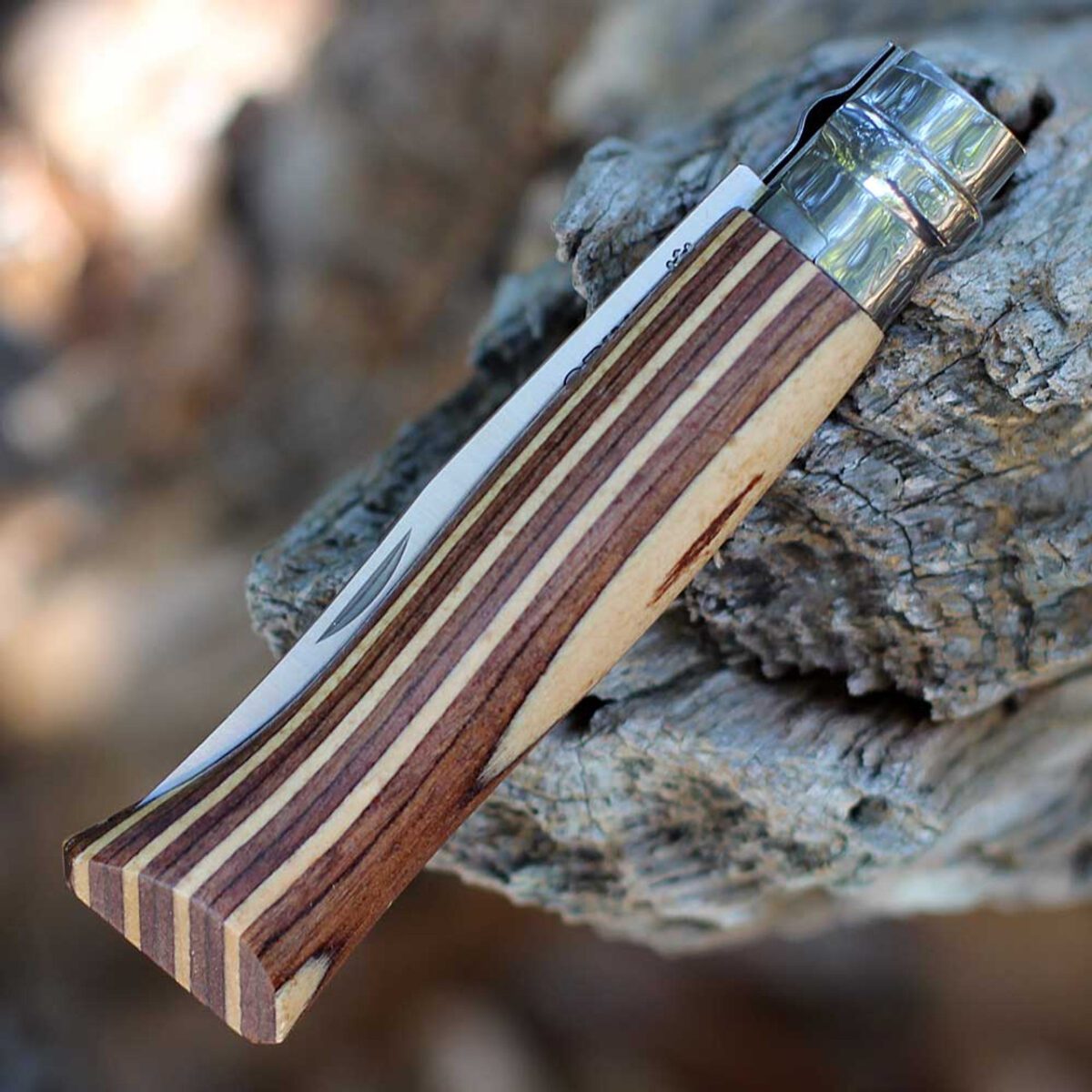 Opinel No 08 - Lam Birch Striped Brown (3.28" 12C27) OP002388) - Image 3
