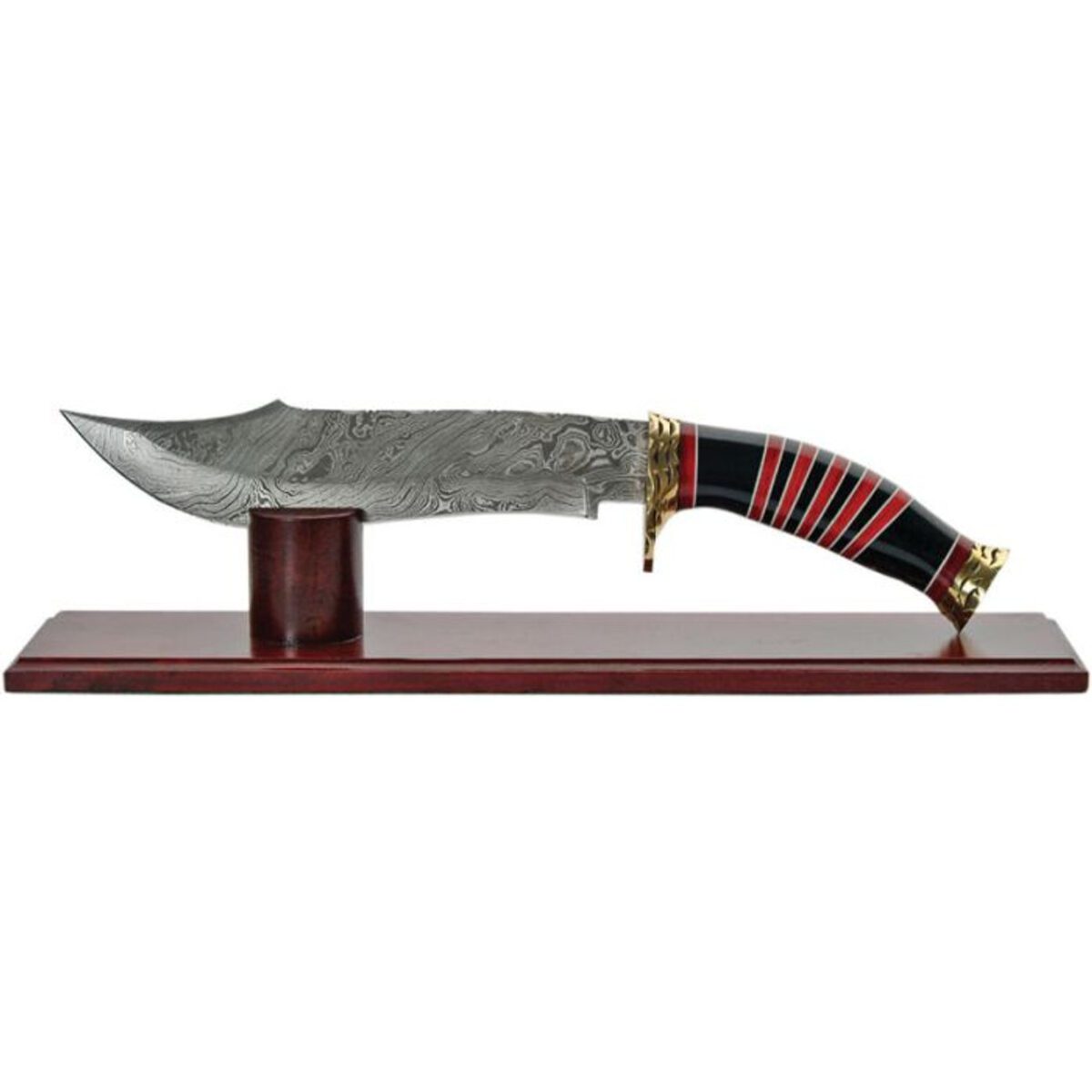 Damascus Knives Bowie - Black/Red Lam. Wood (8.75" Damascus) DM1056 - Image 2