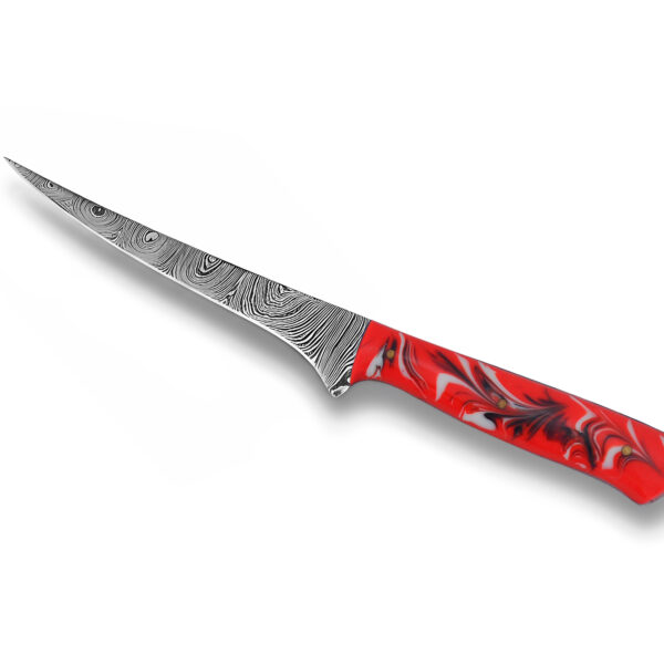 Boning Knife, 6.5 Inch Kitchen Knife, Japanese Damask Steel Knife, Carving Knife - Made of Stainless German Stainless Steel with Ergonomic Wooden Handle - Sharp Chef Knife