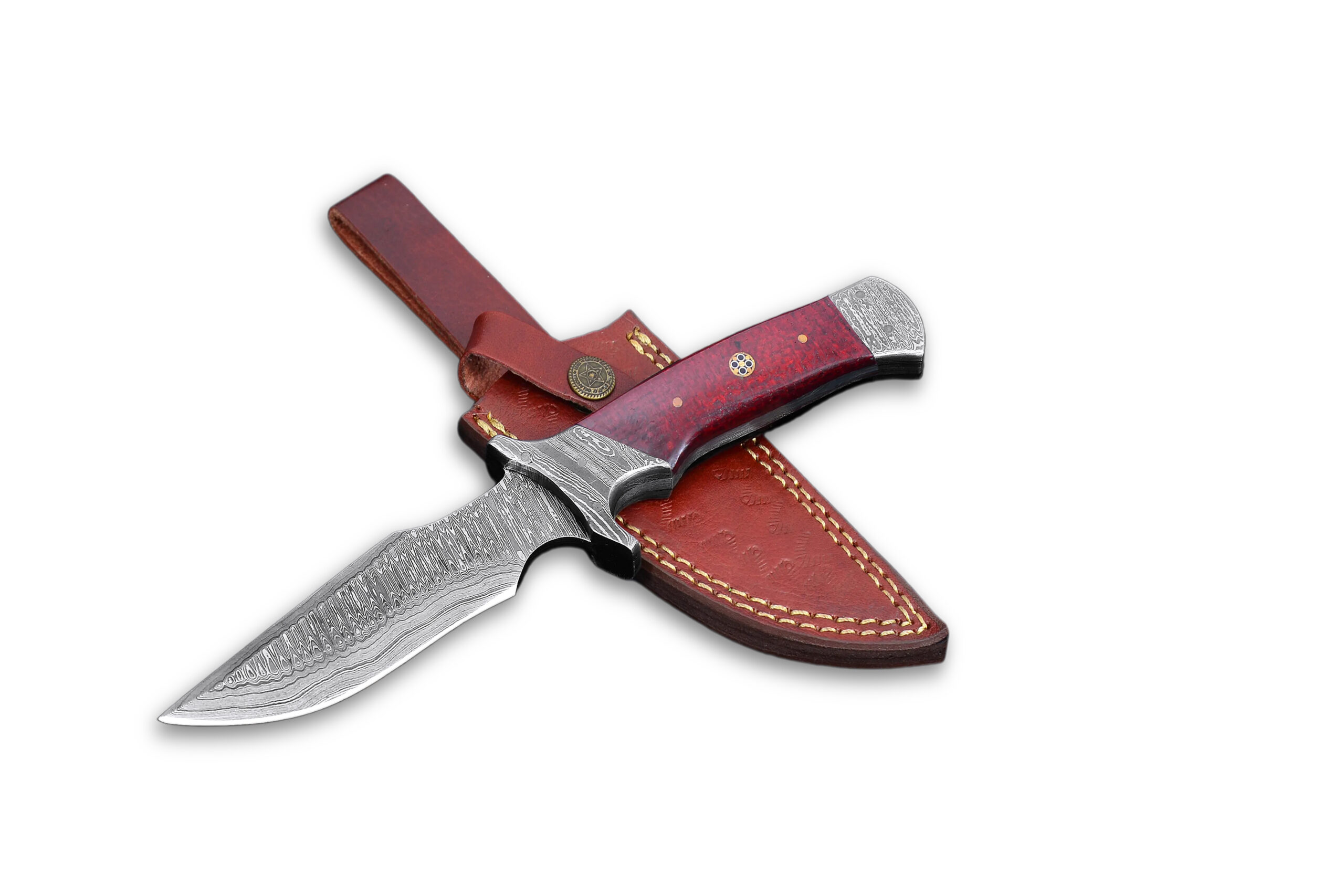 Versatile Damascus Steel Hunting Knife - Your Durable Outdoor Companion With Luxurious Rosewood Handle! Versatile Damascus Steel Hunting Knife your Durable Outdoor Companion With Luxurious Rosewood Handle! - Image 1